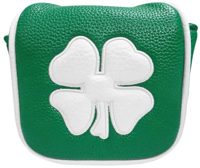 Copricapo per mazze da golf,coprimazze da golf – copertura quadrata in pelle sintetica con fodera morbida – copricapo portafortuna, copri putter multifunzionale con ricamo quadrifoglio a