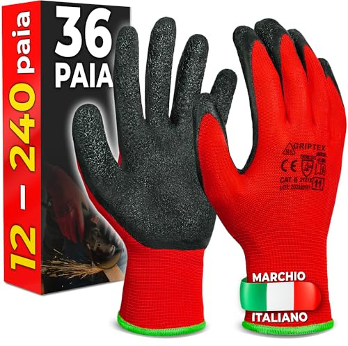 MK-Glove Abriebfest Arbeitshandschuhe Herren (36 Paar) - Größe 9-L | Gartenhandschuhe und Montagehandschuhe mit Latexbeschichtung, Werkstatt Schutzhandschuhe Mechaniker Handschuhe