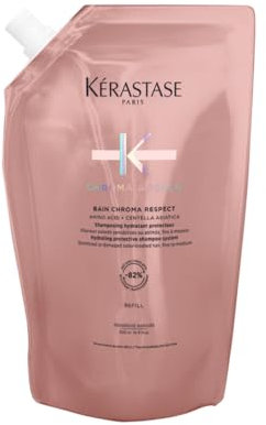 KÉRASTASE Chroma Absolu - Recharge Bain Chroma Respect - Shampoing Hydratant Protecteur Doux - Pour Cheveux Colorés Sensibilisés ou Abîmés Fins à Moyens - 500 ml