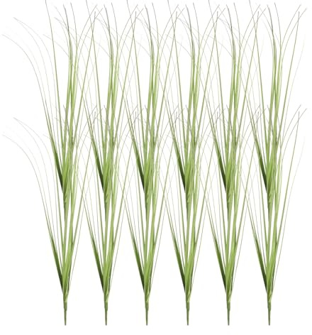 sourcing map 12 plantas de césped artificial, arbustos artificiales de plástico de 18.5 pulgadas, arbustos artificiales para decoración frontal del hogar, jardín, rojo