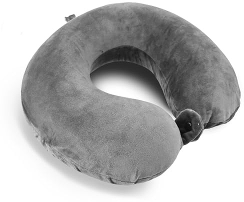 LUGG Memory Foam Travel Pillow – Ergonomic Neck Support, Portable and Lightweight, Ideal for Flights and Road Trips (Grey) - 35 x 30 x 10cm