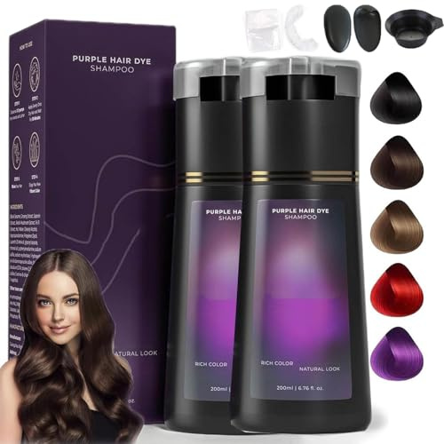 Shampooing Colorant Pour Cheveux,soin Des Cheveux,shampooing,shampooing Pour Soins Capillaires,shampooing Pour Coloration Naturelle Des Cheveux,shampooing Pour Soins Capillaires (2 pièces,Violet)