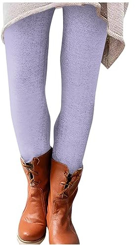 Thermo Leggings Damen Strumpfhosen Hosen Warm Winterhose Stretch Jogginghose Damen Hohe Taille Plüschleggins Strumpfhose Kleid Damen Laufhose Sportleggings Schlafanzughosen(#04 Light Purple,XXL)