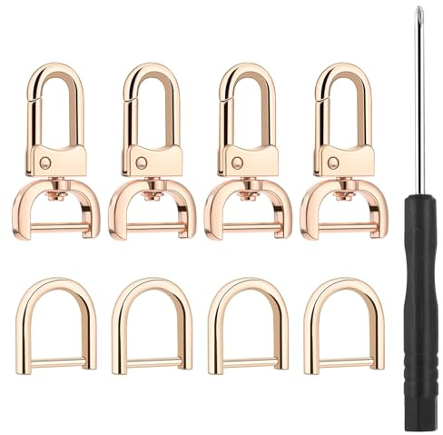 Oruola 8 Stück Karabinerhaken für Taschen, D-Ringe, Taschenzubehör, Karabiner Tasche für Geldbörsen, Taschenherstellung, DIY-Geldbörsenriemen mit Mini Schraubendreher