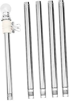JECOMPRIS Fahnenmast 6m Stabil aus Edelstahl mit Drehbaren Fahnenringen und Verstellbarer Länge Wandmontierter Fahnenmast für Balkon und Dachmontage