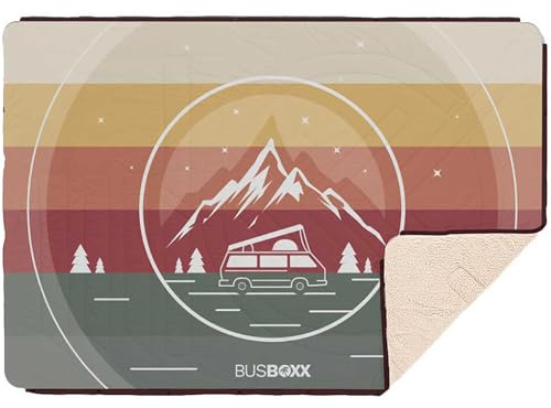VOITED x BUSBOXX CloudTouch® Red Stripe Couverture de camping 4 en 1 – Couverture d'extérieur multifonctionnelle, coussin, sac de couchage et poncho, imperméable, fabriquée à partir de matériaux