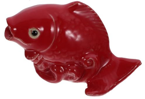 Cabilock Ceramic Carp Sculpture Garden Statues Outdoor Pond Fountain Nozzle Water Spray Supply Garden Ornament for Yard and Patio