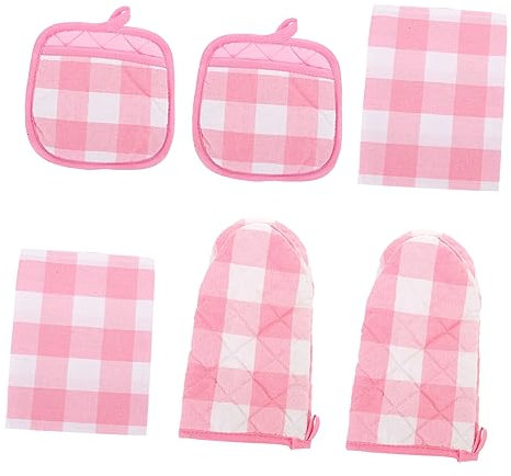 TIDTALEO 2sets Oven Mitts Dish Towels Heat Resistant Gloves Plaid Towels Baking Cooking Gloves Scald Protection