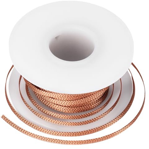 QWORK® treccia dissaldante, stoppino di flusso in filo di rame, per una rimozione efficiente della saldatura, 2.5 mm x 15 m