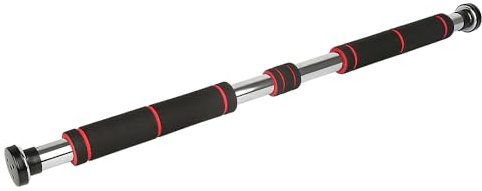 WOTAT Barre de Traction,150 kg Barre de Porte,Réglable de 80cm à 130 cm, Montage sans vis,antidérapant pour Le Fitness à la Maison,Poignées en mousse,avec tapis antidérapant et fermeture ﻿ (Gris)