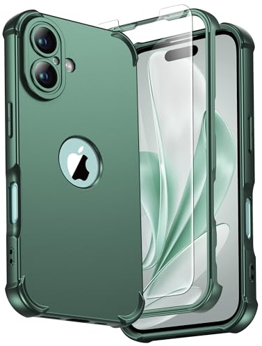 ORETECH for iPhone 16 Case 6.1, Shockproof Slim, Screen Protector, Green