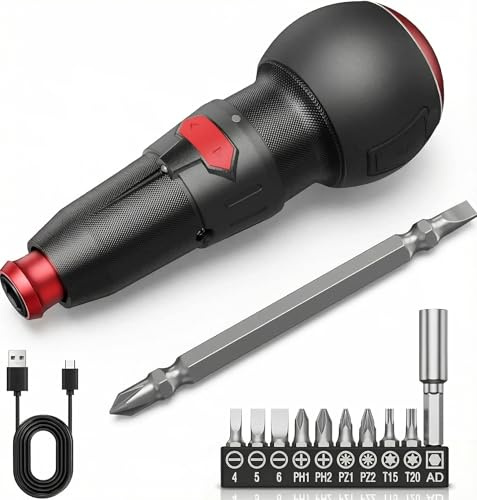 PENTASPI Cordless Screwdriver Set, Electric Screwdriver, Rechargeable Power Screwdriver, Electric Ball Grip, 3N.m/10N.m MAX, Type-C Charging, LED Light for Electronics, Bicycle, DIY