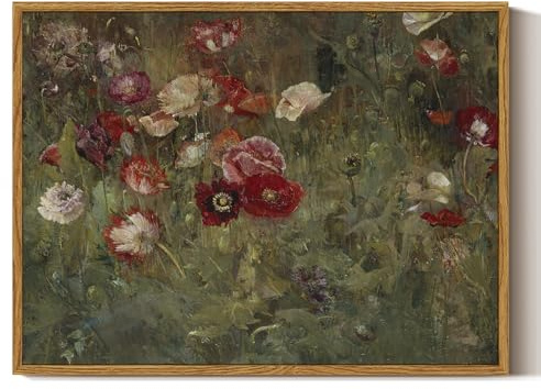 ARPEOTCY Leinwand Bilder mit Rahmen, Klein Vintage Wanddeko, Wandbilder Wohnzimmer Schlafzimmer Badezimmer Küche, Bauernhaus Zimmer Deko Aesthetic, Blumen kunstdrucke Painting, 40x30cm