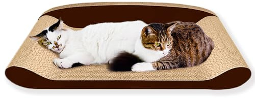 Cat Scratching Board, 2-In-1 Scratch Sofa Bed for Indoor Cats, Cardboard Cat Scratchers, Durable Scratching Mat for Grinding Claws and Rest, 60.5 x 28 x 14 cm