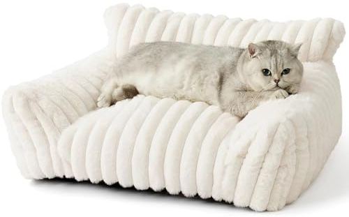 Daguxer Katzenbett waschbar Katzen Bettchen - 60x45cm Katzenkorb Indoor mit Rutschfester Basis, quadratisches Hundebett für kleine Hunde mit weichem Rand