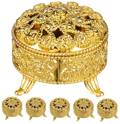 Homoyoyo 6 Stück Elegante Runde Hochzeit Süßigkeitenboxen mit Deckel Prächtige Rosenprägung Kleine Geschenkboxen für Gäste Luxuriöse Vintage Candy Favor Behälter für Party und
