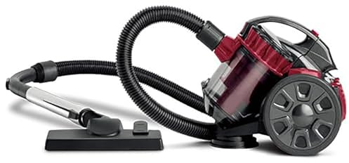 Aspiradora cilíndrica sin bolsa, 1,5 L de capacidad, motor de alta potencia de 2600 W, cable de 5 m, para polvo, suciedad y alérgenos, herramienta turbo, pelo de mascotas, uso doméstico, suelos