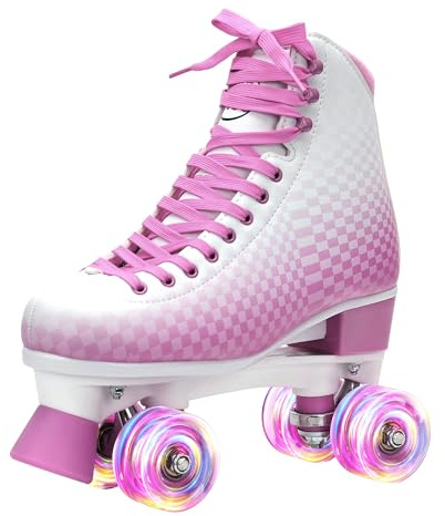LKD Adjustable Roller Skates for Women & Men – Comfortable Quad Skates with Half-Size Adjustment, Velvet Lining, Reinforced Heel – Custom Color Options (Sizes 3-8)