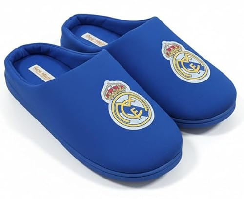 Real Madrid Zapatillas de casa para Niño y Adulto – Oficiales, cómodas y acolchadas (tallas 30/31 a 45/46) (Azul, 34/35, Sistema tallas calzado EU, Adolescente, Números (rango), mediano, 34, 35)