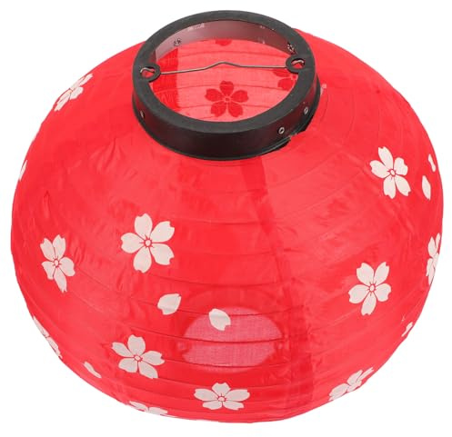 BUGUUYO Lanterna Sospesa in Stile Giapponese Tradizionale da Esterno Lanterna Decorativa Rotonda Diametro 30 CM Fiore di Ciliegio Bianco e Rosso per Atmosfera Festosa