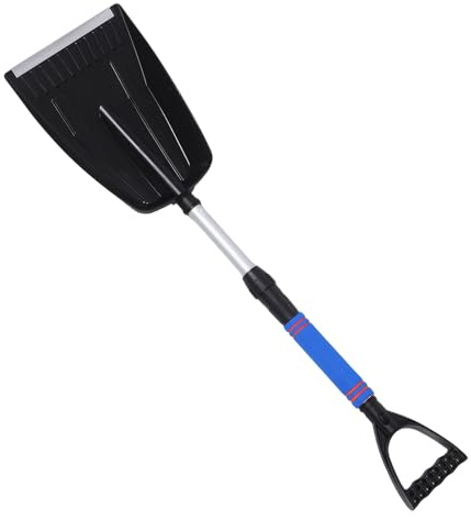 Homoyoyo Pala da Neve Telescopica Pieghevole con Manico d Ergonomico in Lega Blu, Raschia-neve Estensibile Multifunzionale per Rimozione Neve di Emergenza, Adatta per Auto, Suv