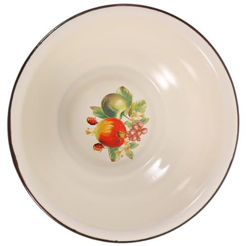 TOYANDONA Bacinella Smaltata Spessa in Ferro 22 Cm, Contenitore Multifunzione per Lavaggio Verdure, Lavabo Cucina Fondo Antiscivolo, Vasca per Lavaggio Riso e Uso Domestico Stile Casuale