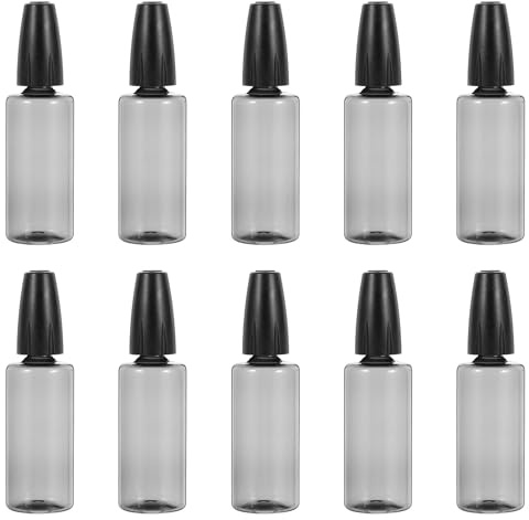 Milisten Lot de 10 Flacons Applicateurs D'huile Noirs 30 Ml en Plastique Souple avec Embout Aiguille Précis, Bouteille Distributrice pour Huile Machine à Coudre, Flacons D'huilier