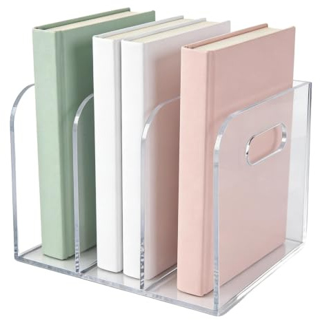 Acrylic Magazine File Holder, 3 Compartments Clear Book File Organiser