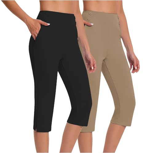 Generiska kamouflagebyxor dam hög midja, korta arbetsbyxor, lediga slacks, yogabyxor cykel ryggsäck män vattentät, kaki, M