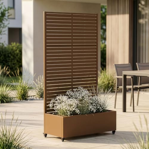 casa.pro Fioriera con Spalliera 190 x 82 x 38 cm Marrone