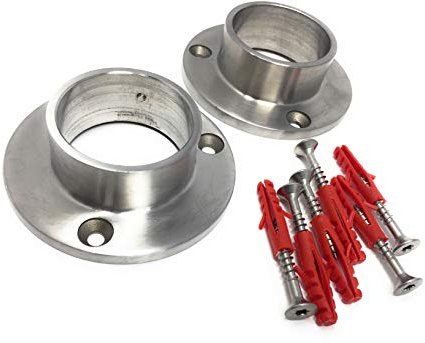 V2A Edelstahl 42,4 Boden Flansch Fuß Wandanschluß Rohr Geländer Fitting Adapter 2 Stck mit Schraubendübel
