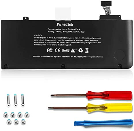 ANTIEE Batteria Compatible with Apple Macbook Pro 13-Inch A1322(A1278,Mid-2009,Mid-2010,Early-2011,Late-2011,Mid-2012) Fitting MacBook Pro 13A1278 Laptop Battery[Li-Polymer 10.95V 72WH