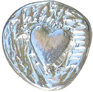 Porte Bonheur Petit Coeur, Je t'aime, Fabrication Française, en Etain, par Les Etains de Jumilhac