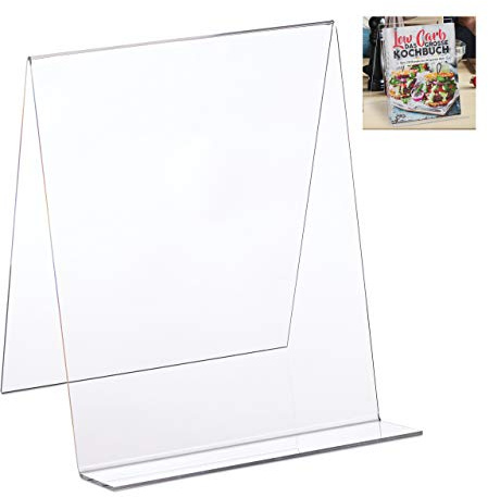 Relaxdays Support pour Livre, Lot de 10, présentoir Acrylique A4, Solide, léger, Porte-Livre HxLxP: 24 x 20 x 20 cm, Transparent