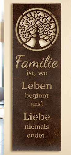GILDE Wandrelief Lebensbaum 30 x 90 cm Dunkelbraun Wandbild Familie