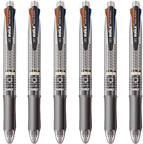 Shulaner 6 Packung 4 Farb Multicolor Pen und Druckbleistift mit eingebautem Radiergummi, Retractable Multicolor Kugelschreiber
