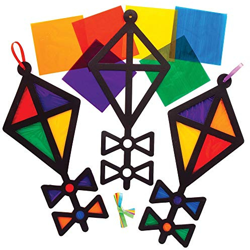 Baker Ross AT673 Buntglas-Dekorationsset „Drache“, Sonnenfänger mit Buntglas-Effekt für Kinder zum Basteln und Präsentieren, 6 Stück