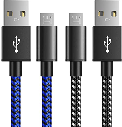 6amLifestyle PS4 Ladekabel Nylon [3M 2 Pack] Controllerkabel, Micro USB Kabel für Sony Playstation 4, PS4 Slim/Pro, Xbox One, Schwarz-Blau