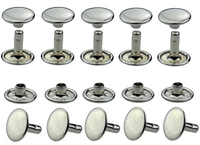IstaTools Hohlnieten, Doppelkopf, rostfrei, Messing, in 6mm, 7mm, 9mm, 10mm oder 13mm (10, 13x11mm Silber)