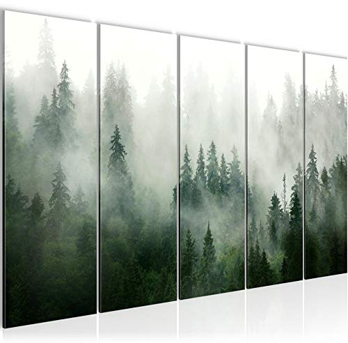 Runa Art Bild Wald Natur Wandbilder auf Vlies Leinwand 5 Teilig Wanddekoration Wohnzimmer Schlafzimmer 032356a