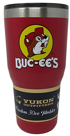 Buc-ee's Röd tumlare i rostfritt stål med Bucky the Beaver, dubbelvägg vakuumisolerad, 850 ml