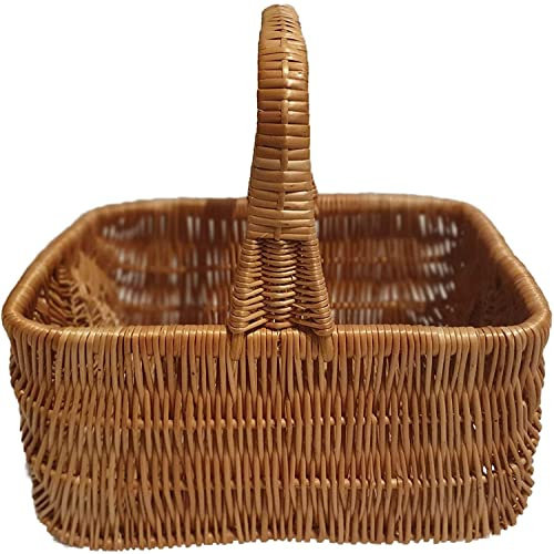 Einkaufskorb aus Weide rechteckig Braun 36x26x32 cm