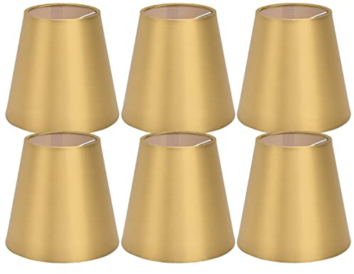 Lampenschirm Hängelampe Klein, Lampenschirme, 6er-Set, der auf die Glühbirnen-Glocken-Lampenschirme für Hängelampe Tischlampe Stehlampe Kronleuchter(Gold)