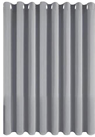 MRTREES Light Grey Curtains For Bedroom Blackout Thermal Eyelet Curtains For Living Room Home Decoration Curtain Wire Hooks And Eyes 84 Inch Drop Machine Washable 100X84 Inch, 254X214 CM(Wxh),1Panel