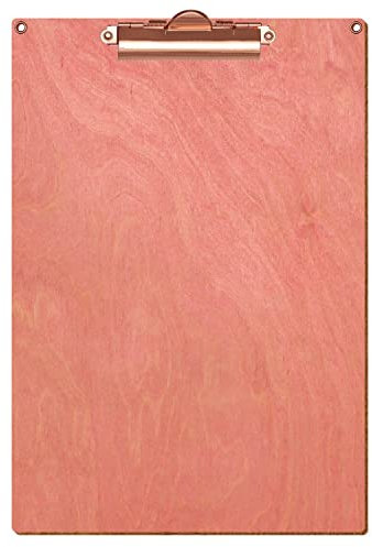 Bütic Holz Klemmbrett Standardform Rosa für DIN A3 A4 A5 A6 mit 2 Ösen aus 3mm starkem Birkensperrholz mit Klarlack versiegelt