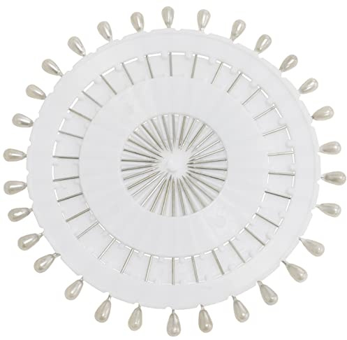 AERZETIX - C65491 - Set/Assortiment 30 stecknadeln/nähnadeln mit perlenkopf - Farbe: weiß - länge: 54 mm - aus Metall - nadeln, nähen, kurzwaren, saum, Kleidung, Stoff, nadelkonfektion