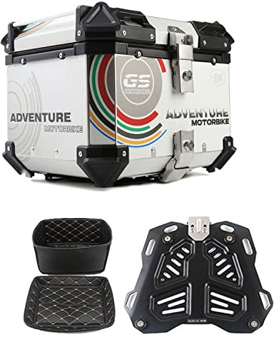 JUNNIU 28L 36L 45L 55L 65L 80L 100L Top Box Motorrad Top Case Schloss Lagerung Träger Fall Heck Box Schnell-Release-System Aluminium/Schwarz/F-36L Decoration