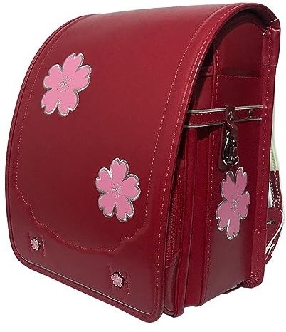 Sac d'école, Randoseru Ransel Sacs d'école de Style Japonais Sac à Dos léger en Cuir PU de Grande capacité pour garçons Filles, Rouge, 34 * 26 * 19 cm