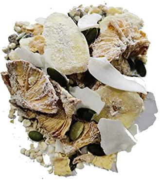 BIO SÜDSEE MÜSLI I getrocknete Premium ANANAS Stücke I Superfood Quinoa I ohne Zuckerzusatz (enthält von Natur aus Zucker) I Vegan I Leinsaat I 1000g