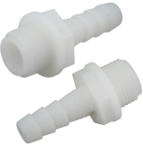 AERZETIX - Juego de 2 Racores Macho Acanalado Recto 3/8'' x Ø10mm para Atornillar - Rosca Exterior - Adaptador Conector Sistema Circuito de Irrigación Riego - Poliamida - Color Blanco - C75001